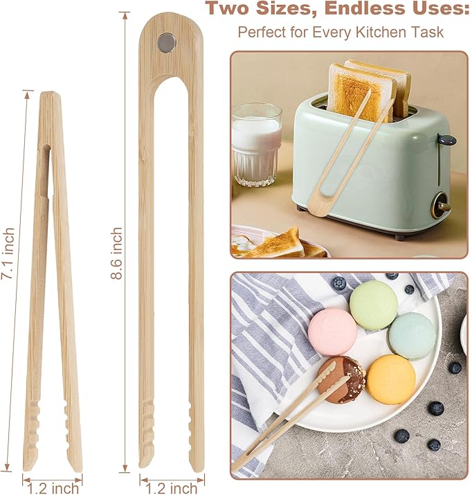 Bamboo Toaster Tongs & Toast Tongs for Cooking
